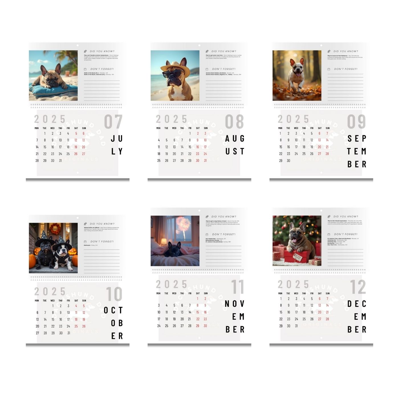 2025 Frenchie Fam Wall Calendar