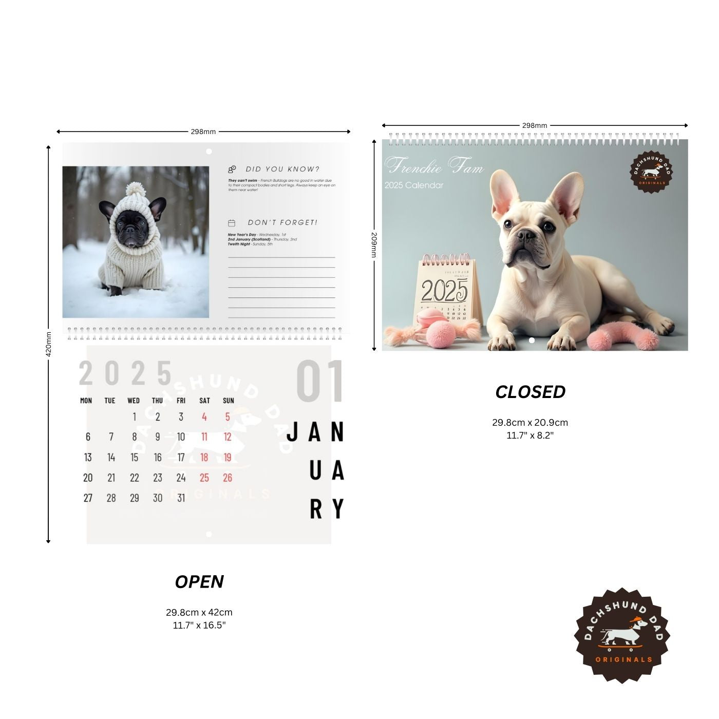 2025 Frenchie Fam Wall Calendar